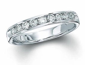 Channel Set  Anniversary Diamond Band 3/4cttw 14K White Gold High-End Adornment