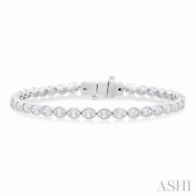3 3/4 Ctw East-West Bezel Set Oval Cut Diamond Tennis Bracelet in 14K White Gold Whole Fusions