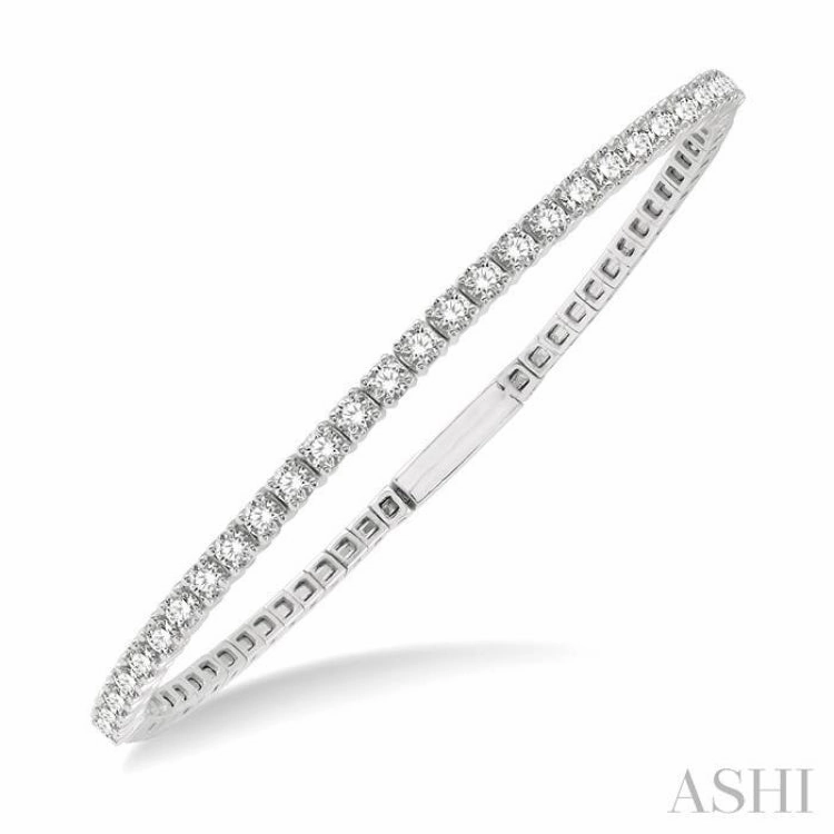 2 Ctw Round Cut Flexible Diamond Bangle in 14K White Gold Premium Worth