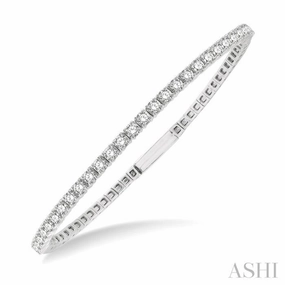 2 Ctw Round Cut Flexible Diamond Bangle in 14K White Gold Premium Worth