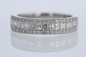 Baguette And Round 1 Cttw Diamond Ring 14k White Gold Delicate Article