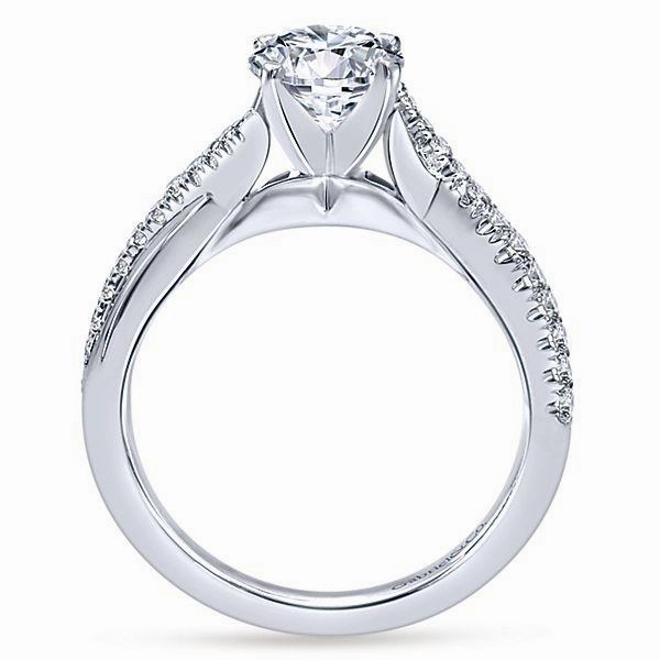 Crossover Pave Diamond Engagement Ring 14K White Gold 387A Glamorous Piece Luxury Symbol