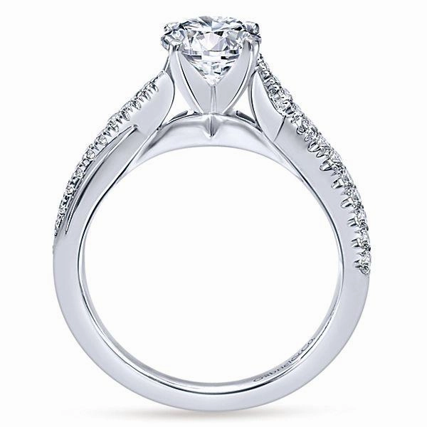 Refined Look Crossover Pave Diamond Engagement Ring 14K White Gold 387A