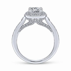 Stylish Addition Value Object Cushion Shaped Halo Tapered Shank Diamond Ring .76 Cttw 366A