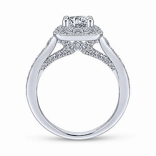 Daytime Style Cushion Shaped Halo Tapered Shank Diamond Ring .76 Cttw 366A