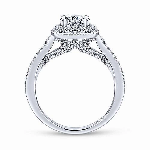 Cushion Shaped Halo Tapered Shank Diamond Ring .76 Cttw 366A Handcrafted Item Style Boost