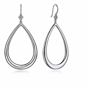 Sterling Sliver Fish Wire Teardrop Drop Earrings Modern Contour Glamorous Product