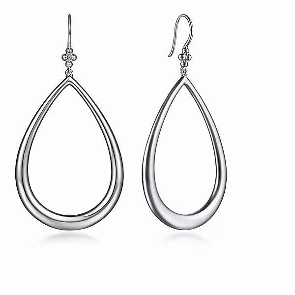 Sterling Sliver Fish Wire Teardrop Drop Earrings Modern Contour Glamorous Product