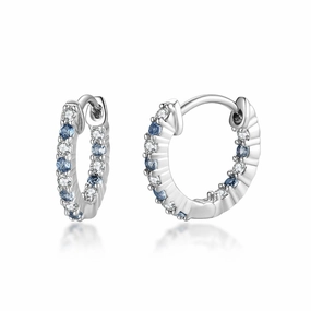 Glamorous Accent Gold Accent Surgical Steel Alternating Light Colorful and Clear CZ Hoop Earrings
