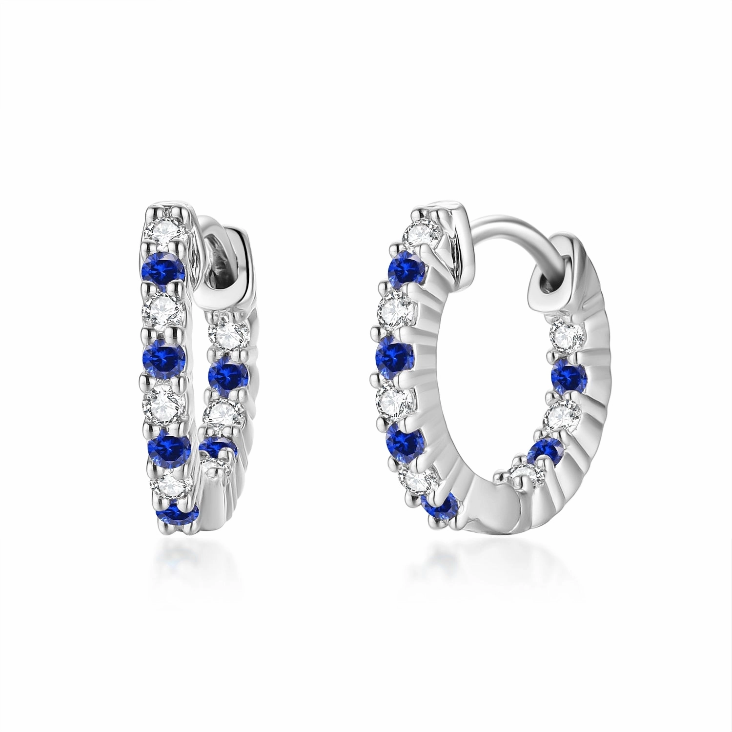 Creative Match Captivating Accent Surgical Steel Alternating Light Colorful and Clear CZ Hoop Earrings
