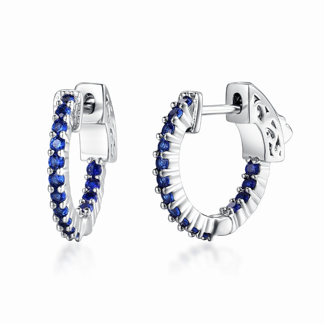 Bold Look Surgical Steel Medium Huggie Earrings With CZ Stones