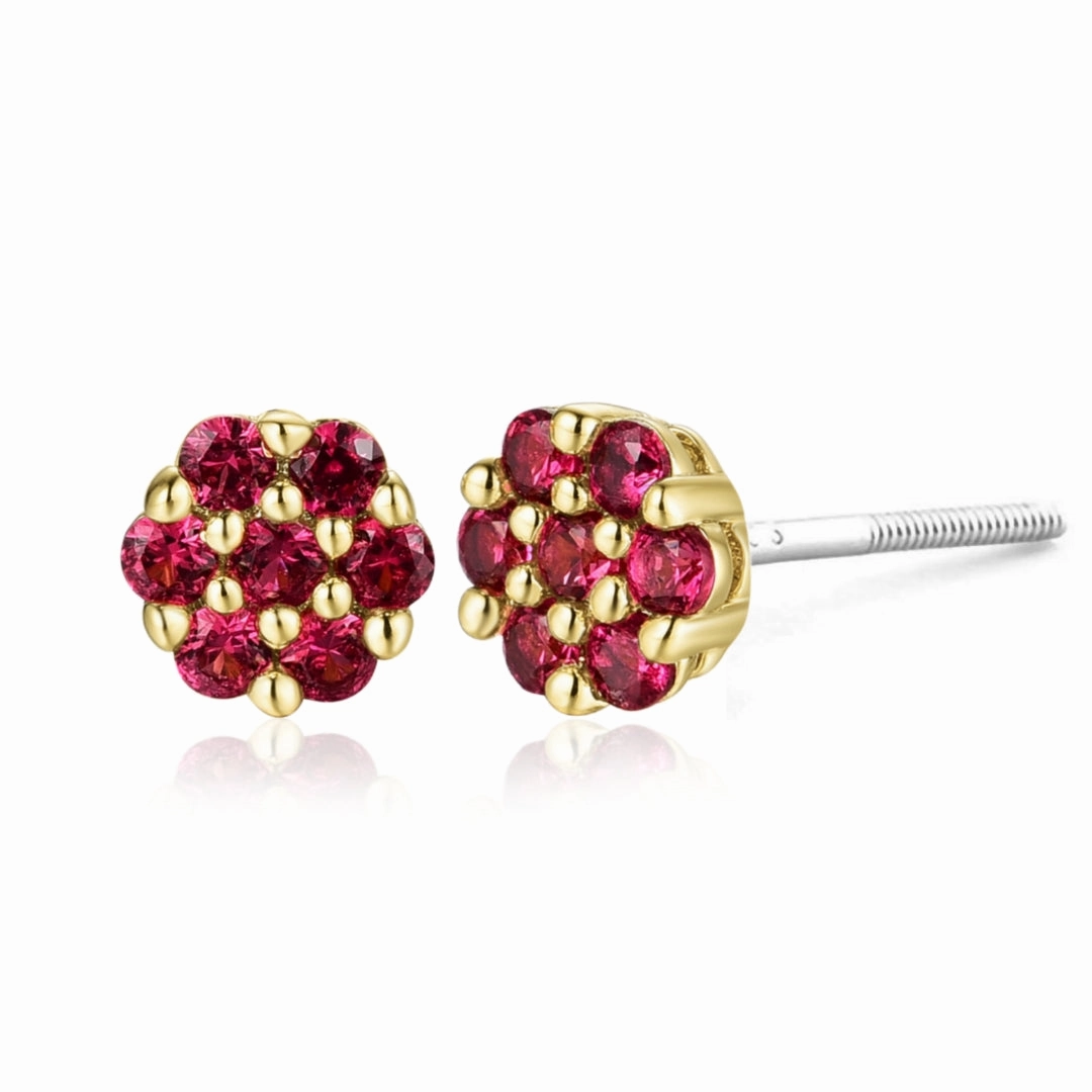 Surgical Steel Small 5mm Colored CZ Flower Stud Earrings Fashionable Touch Chic Shine