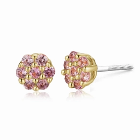 Lustrous Look Romantic Vibe Surgical Steel Small 5mm Colored CZ Flower Stud Earrings