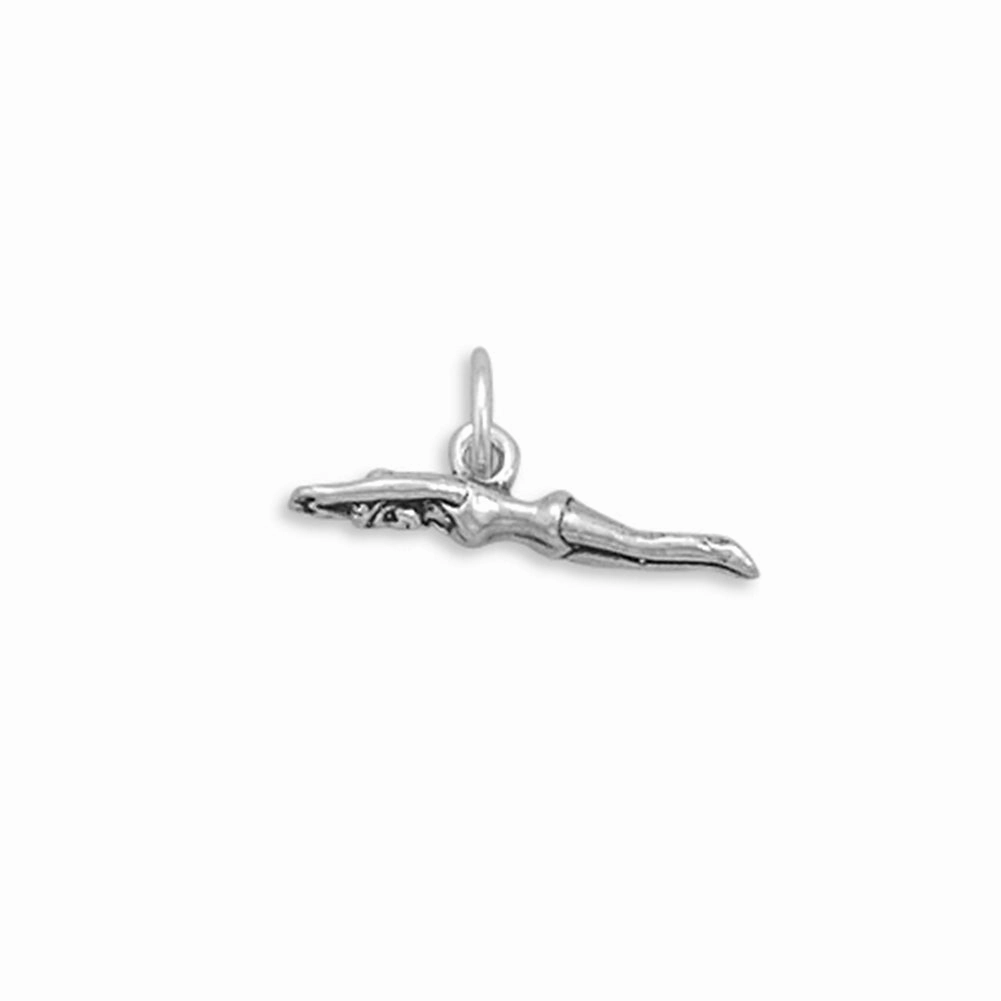 Muted Glow Gentle Accent Swimmer Charm Diver Sterling Silver