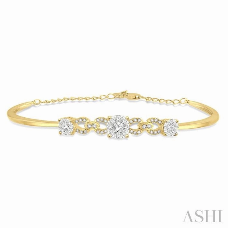 3/4 ctw Round Cut Diamond Lovebright Bracelet in 14K Yellow and White Gold Meaningful Choice Fair trade