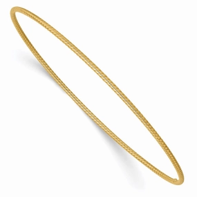 14k Polished Textured Twist 1.50mm Slip-on Round Bangle Bracelet Extensive Fusions