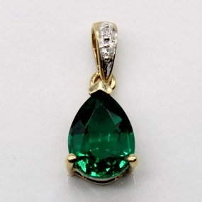 Trend Look Synthetic Emerald & Diamond Pendant | 0.85ct, 0.01ctw |
