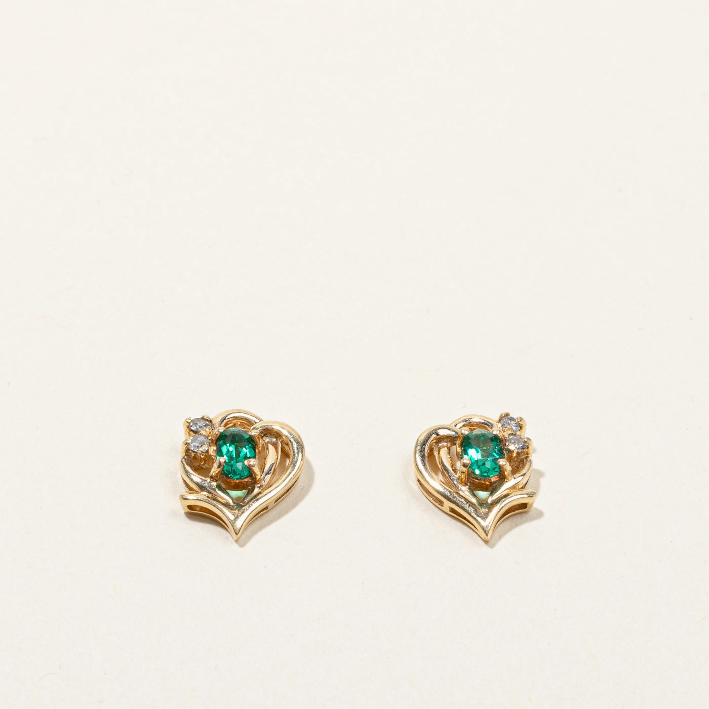 Elite Detail Synthetic Emerald & Diamond Studs | 0.32ctw | 0.06ctw |