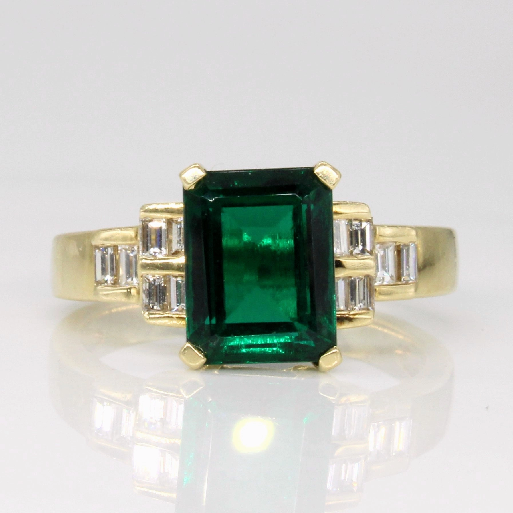 Graceful Touch Timeless Craft Synthetic Emerald & Natural Diamond Ring | 2.25ct, 0.36ctw | SZ 7 |