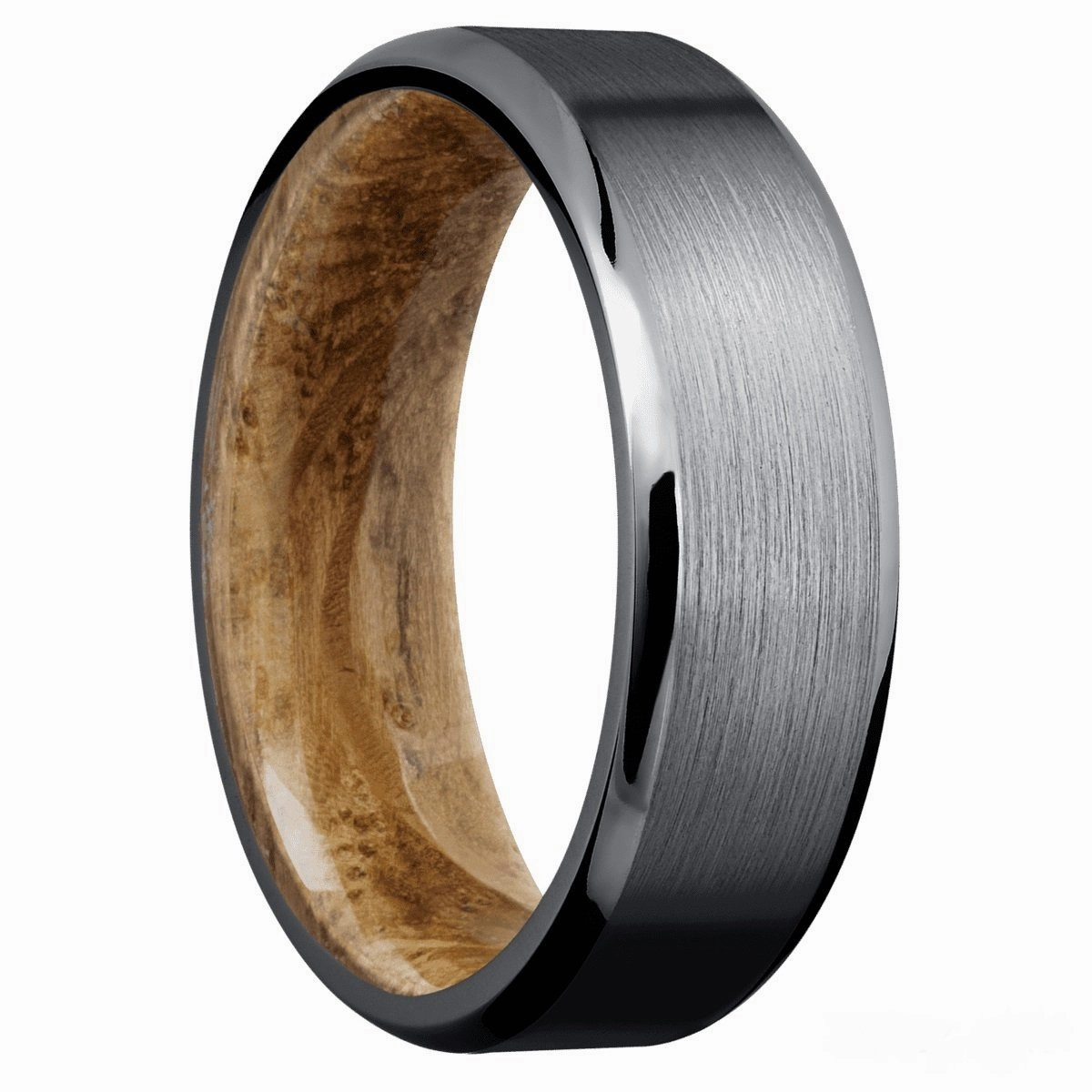 Tantalum Band With Genuine Whiskey Barrel Hardwood Sleeve Minimalist Decoration