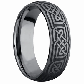 Tantalum Domed Ring with Laser Engraved Celtic Knot Design Eternal Statement