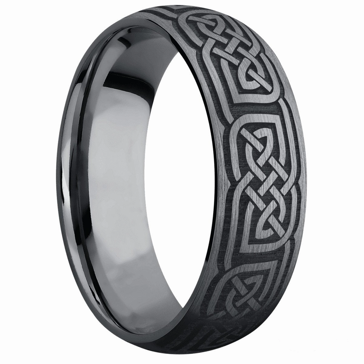 Unique Appearance Wonderful Expression Tantalum Domed Ring with Laser Engraved Celtic Knot Design