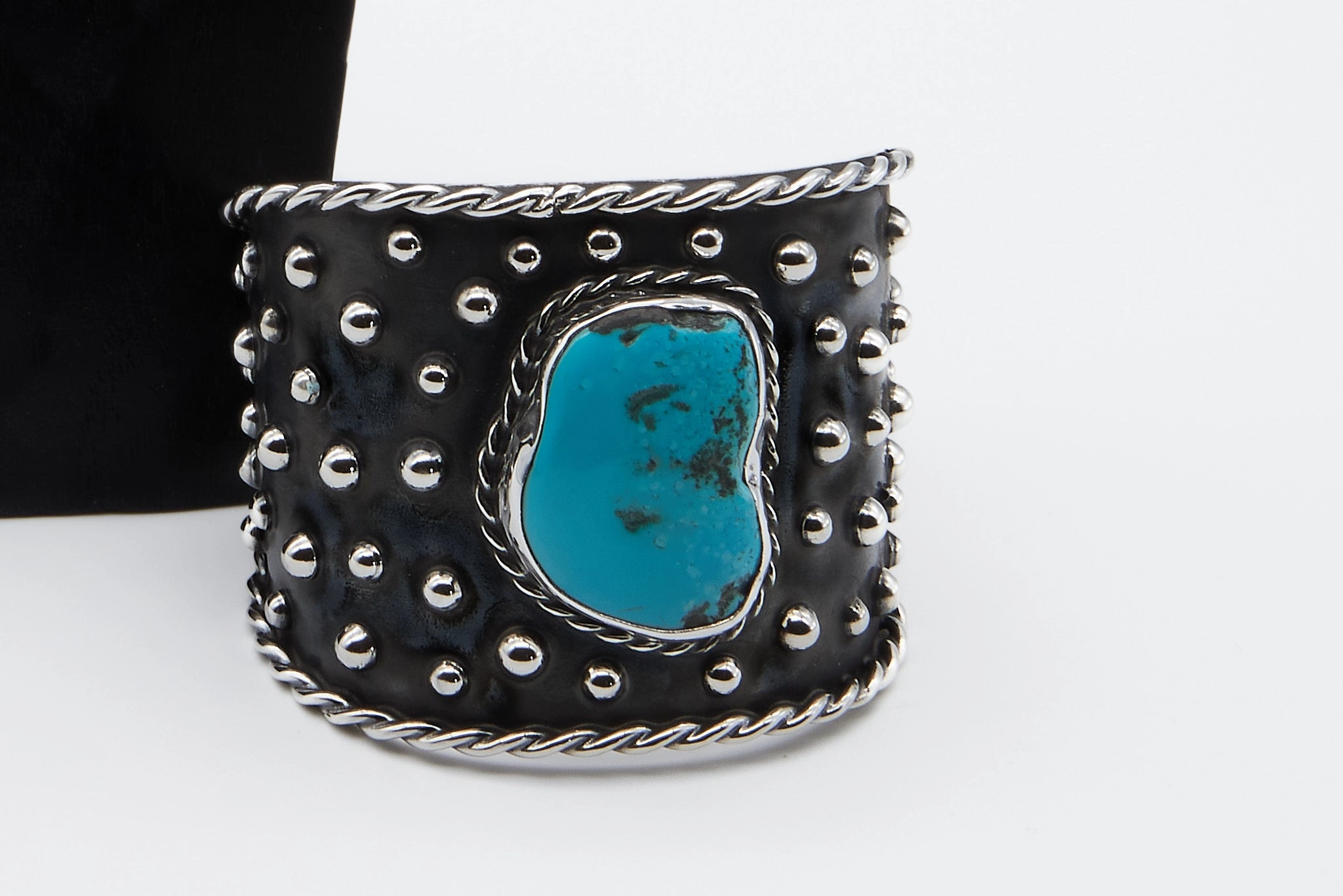 Cultural Heritage Exclusive Touch Tapered Sterling Silver Cuff with Sleeping Beauty Turquoise