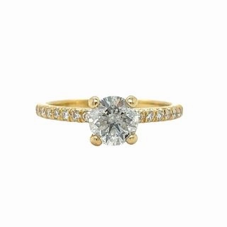 18 Karat Yellow Gold Straight Engagement Ring (1.08cttw) Elegant Object