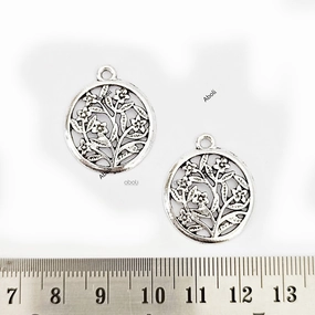 Silver filigree floral circle Charm frame CHMS96 1 charm Allure Factor