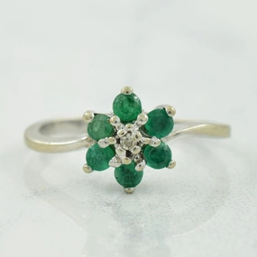 Emerald & Diamond Ring | 0.24ctw, 0.01ct | SZ 2.75 | Creative Twist Stylish Outfit