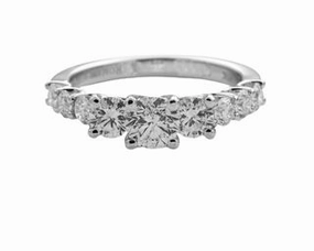 THREE STONE DIAMOND RING WITH DIAMONDS DOWN THE SHANK All Time Modern retro