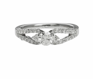 THREE STONE DIAMOND RING WITH SPLIT DIAMOND SHANK (0.75cttw) Romantic Statement Durable Adornment