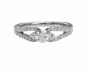 THREE STONE DIAMOND RING WITH SPLIT DIAMOND SHANK (0.75cttw) Romantic Statement Durable Adornment