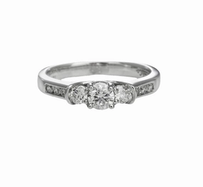 Cultural Fusion THREE STONE SETTING WITH DIAMONDS DOWN THE SHANK 0.64cttw