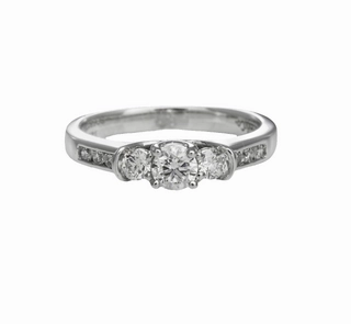 Cultural Fusion THREE STONE SETTING WITH DIAMONDS DOWN THE SHANK 0.64cttw