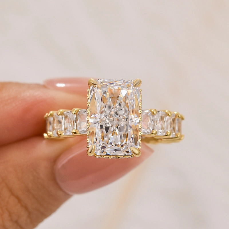 5.0Ct Radiant Cut Hidden Halo Luxe Engagement Ring In Sterling Silver Distinct Edge