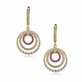 Glow Mood Modern Duo Sterling Silver Gold Plated Circles CZ Earring