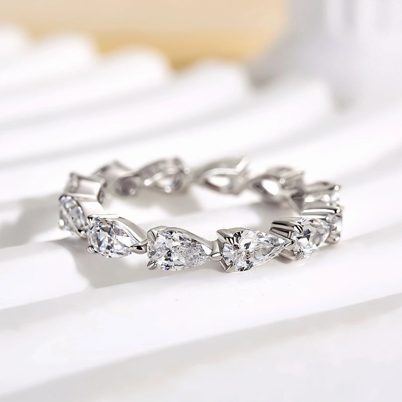 Louily Eternity Pear Cut Wedding Band In Sterling Silver Sophisticated Charm Chic Fusion