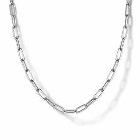 Low-Cost Jewelry Elegant Style Sterling Silver 24 Inch Paper Clip Chain Necklace