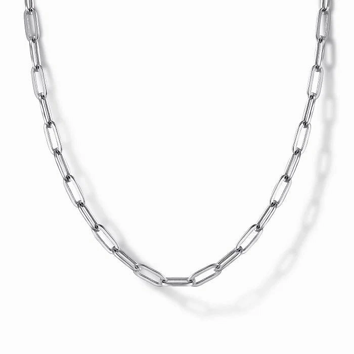 Low-Cost Jewelry Elegant Style Sterling Silver 24 Inch Paper Clip Chain Necklace