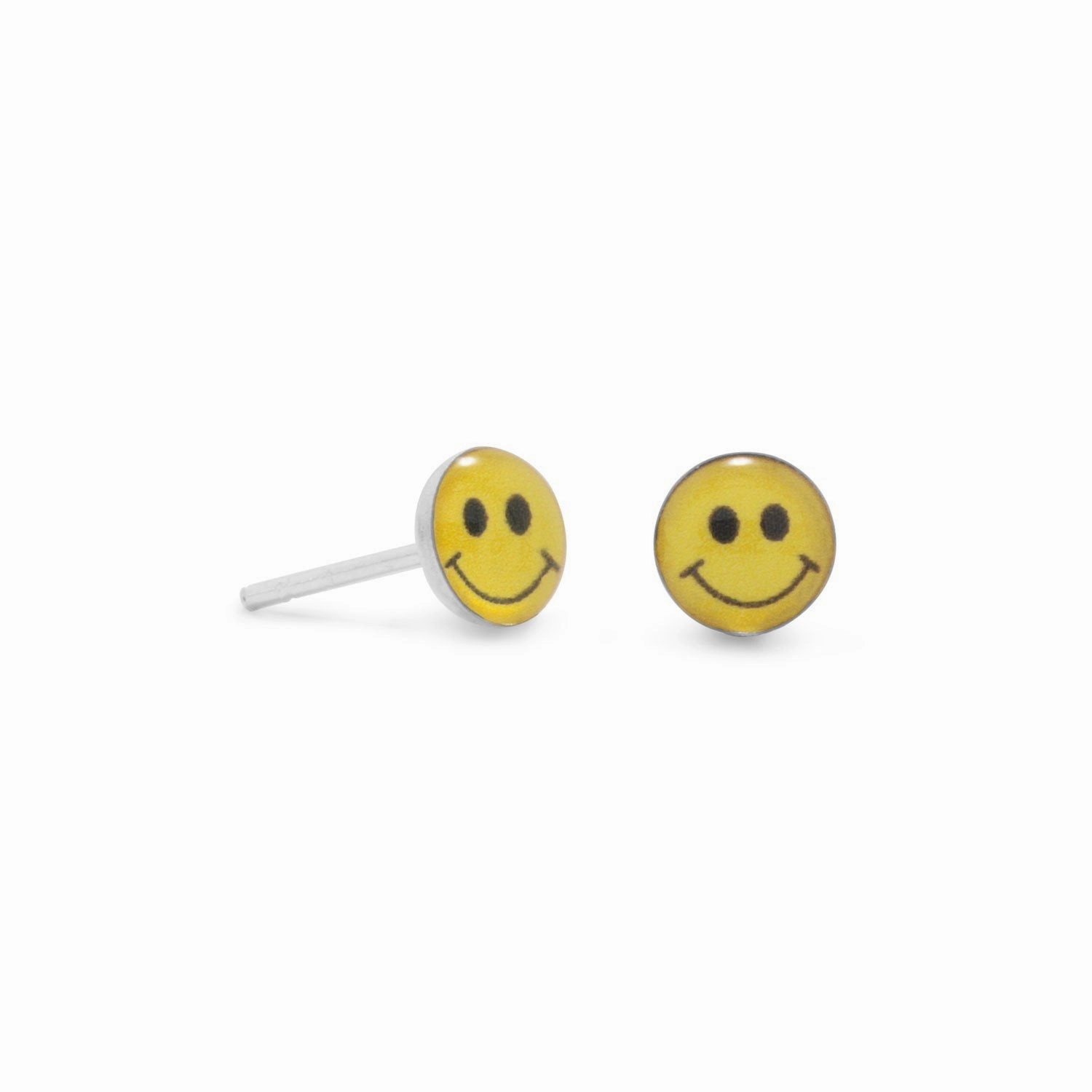 Evening Ensemble Smiley Face Post Stud Sterling Silver Earrings