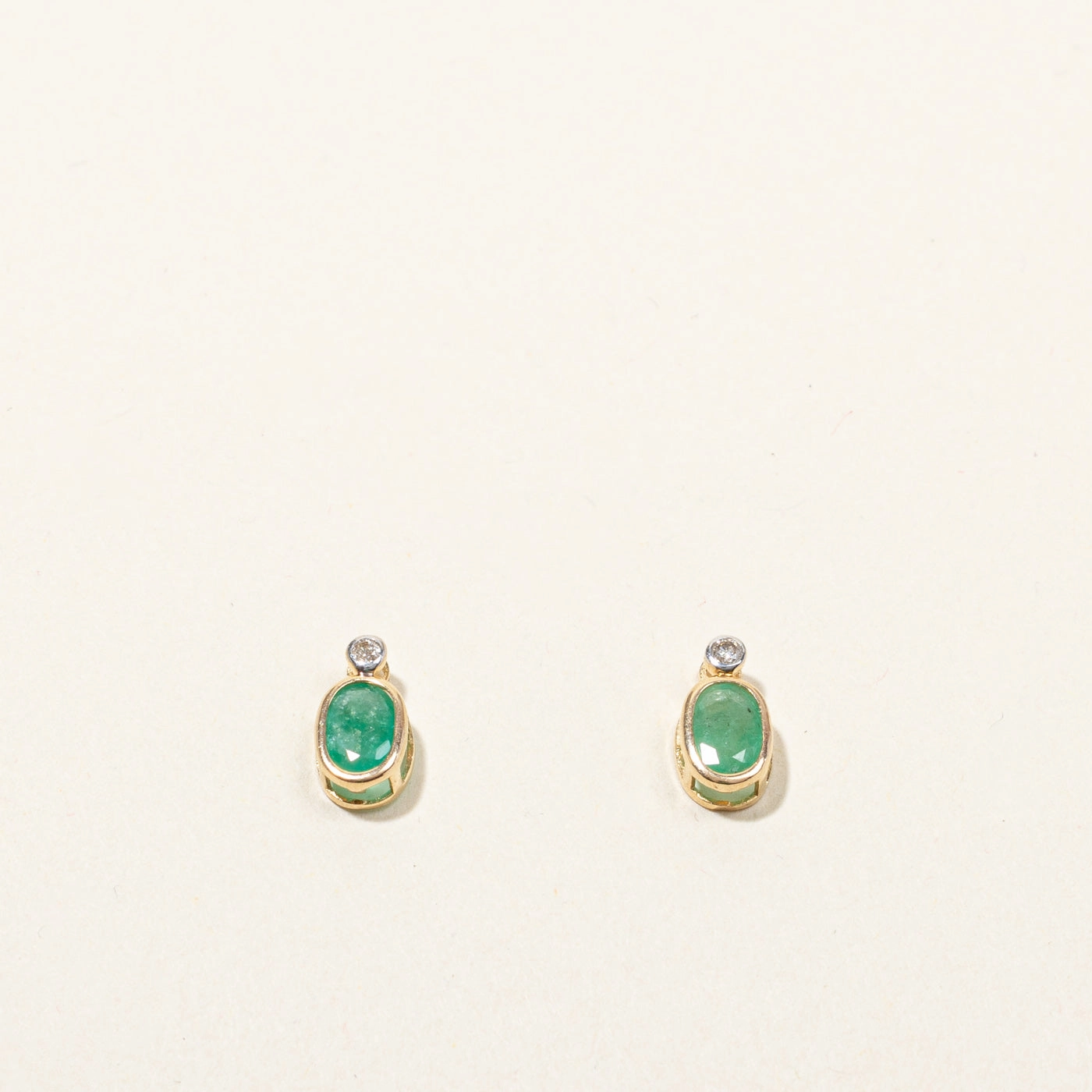 Emerald & Diamond Stud Earrings | 0.50ctw | 0.03ctw | Season Match Fashion Accessory