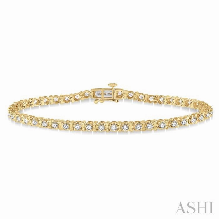 Continental Acclaim 2 Ctw Round Cut Diamond Tennis Tulip Bracelet in 14K Yellow Gold