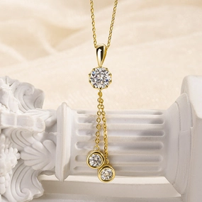 Bold Glow Fashionable Look Louily Fashion Moissanite Round Cut Pendant Necklace