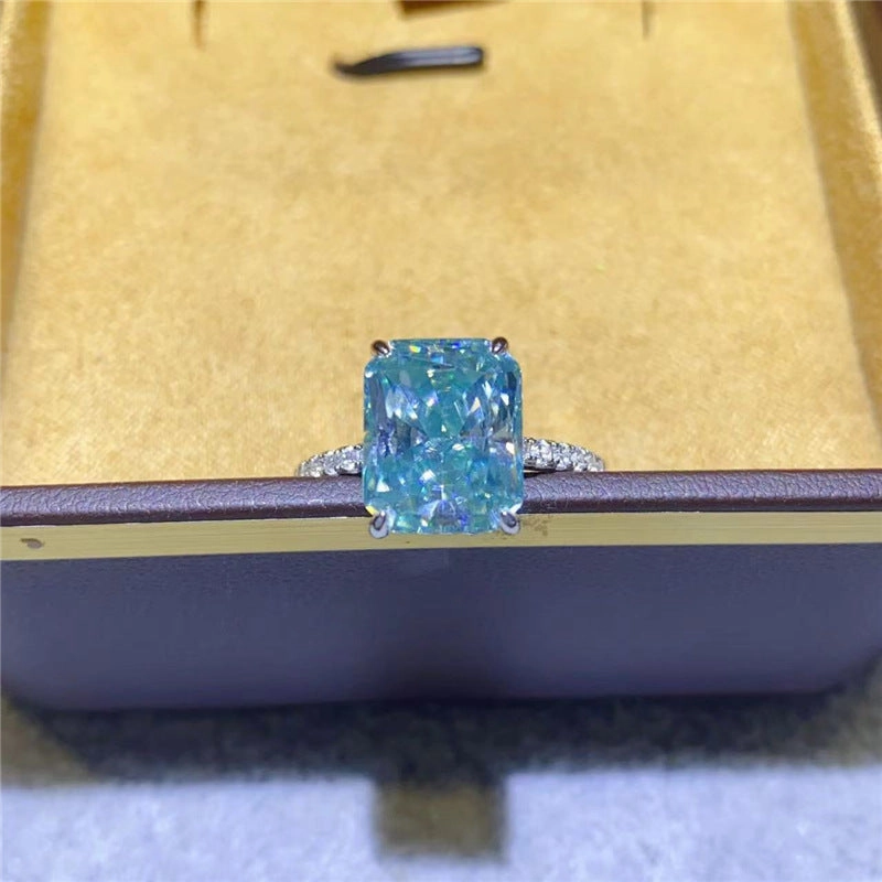Unique Keepsake Ice Mint Radiant Ring | S925 | Moissanite