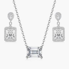 Emerald Cut CZ Necklace and Earrings Set Gifting Moment