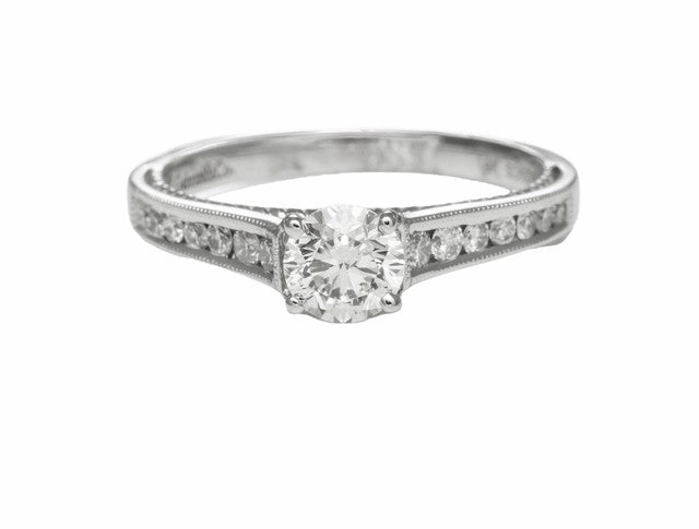 4 Karat White Gold Milgrain Solitaire Engagement Ring (.76cttw) Custom product