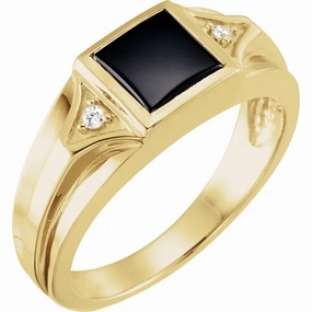 14K Yellow Onyx & .04 CTW Diamond Bezel-Set Ring Chic pieces