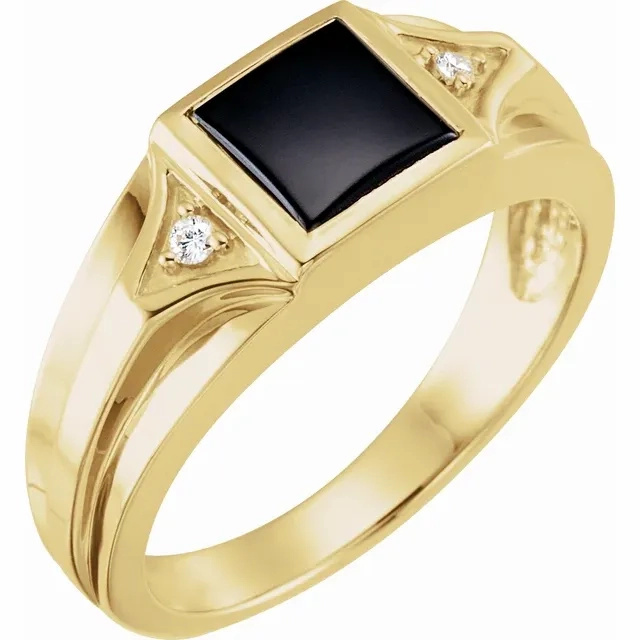 14K Yellow Onyx & .04 CTW Diamond Bezel-Set Ring Chic pieces