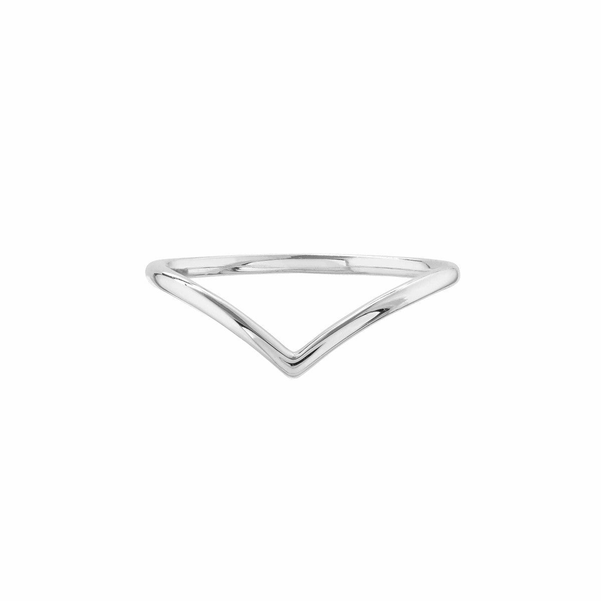 14K White Gold Chevron Ring Smooth Touch